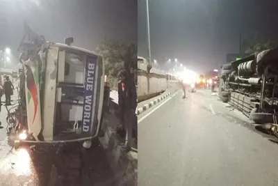 હલ્દવાનીથી દિલ્હી આવતી બસ nh 9 પર પલટી  12 મુસાફરો ઘાયલ