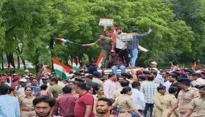 ગાંધીનગરમાં પૂર્વ સૈનિકોના ધરણાં  વિધાનસભા તરફ કૂચ કરતા મામલો બિચક્યો