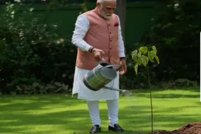 વિશ્વ પર્યાવરણ દિવસ   pm મોદીએ કચ્છની મહિલાઓએ આપેલો સિંદૂરનો છોડ રોપ્યો