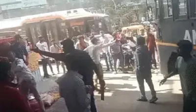 અમદાવાદના sg હાઈવે પર દબાણ હટાવવા ગયેલી amcની ટીમ અને લારીગલ્લાવાળા વચ્ચે ઘર્ષણ