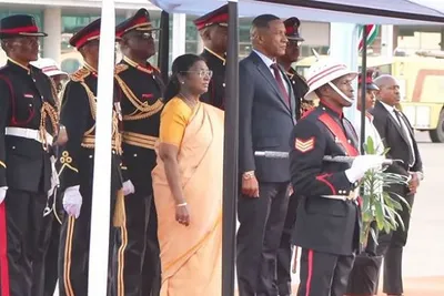 બોત્સ્વામાં રાષ્ટ્રપતિ મુર્મુને ગાર્ડ ઓફ ઓનર આપવામાં આવ્યું
